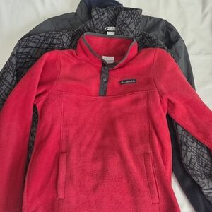 Lot Of 4: Columbia Red Fleece Pullovers & Jackets